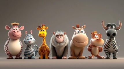 Cartoon animals in a row (18)