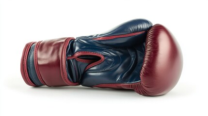 Professional boxing glove maroon and navy leather sport equipment gym red blue dark gear hand fight