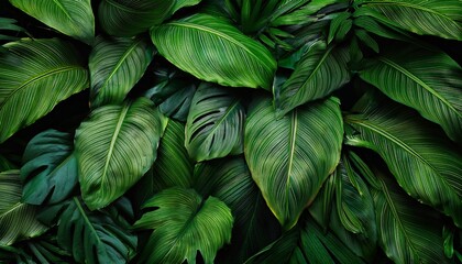 creative layout made of tropical green leaves creating a natural background