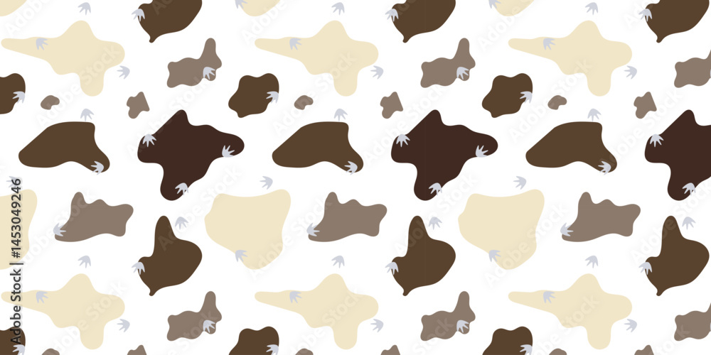 Poster minimalist scatter seamless pattern with rat footprint and abstract fluid shapes for textile, wallpa