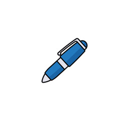 Blue pen vector isolated icon. Pen emoji