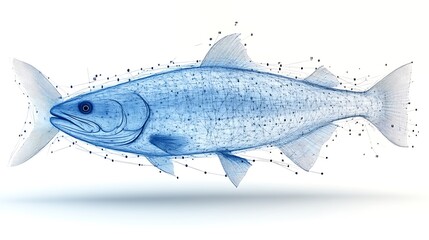 Fototapeta premium A Digital Illustration Depicting A Blue Fish In Detailed Lines