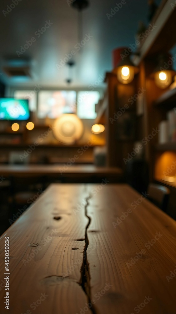 Aufkleber empty wooden table rustic and blurred background of bar or pub for product display high quality phot