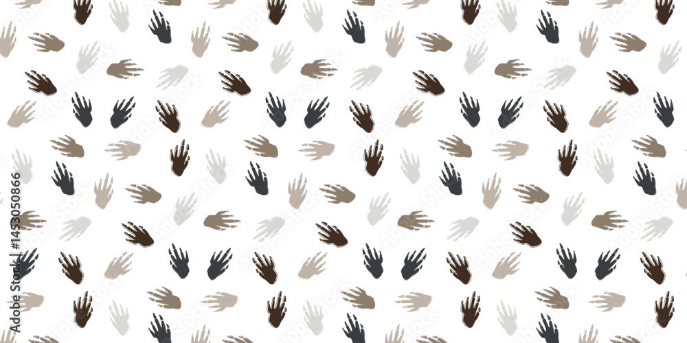 Poster multi color scatter seamless pattern with beaver footprint for textile, wallpaper and other. animal 