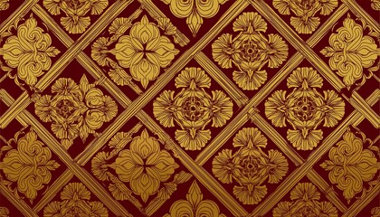 gold thai art seamless pattern