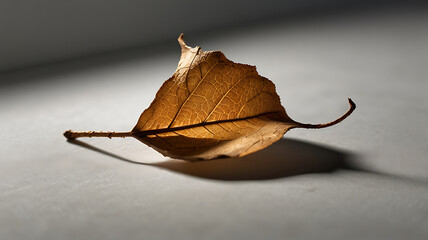 Close-Up of a Dry Brown Leaf – Minimalist Autumn Nature Macro Photography