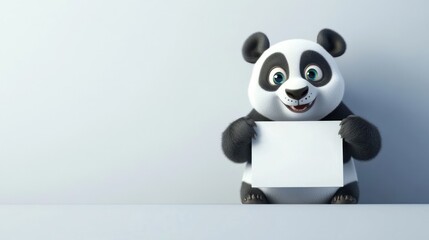 Cartoon panda holding blank sign (1)