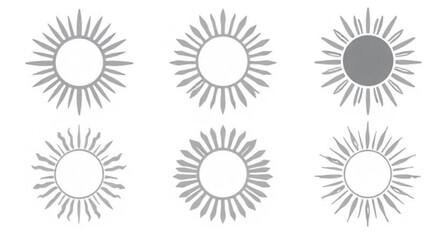 set of gray sun bursts vector