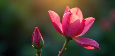 Fototapeta premium Petals of a flower slowly unfold from their bud, botanical, nature