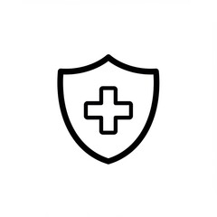 Obraz premium Shield with plus symbol icon on white background