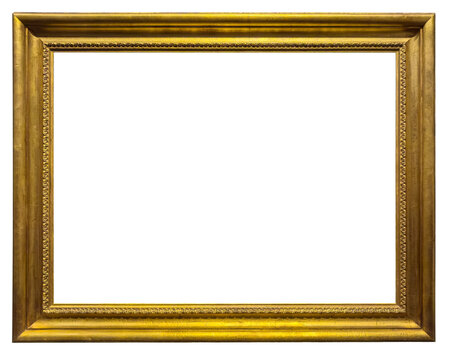 Gilded antique picture frame with transparent background, png image.	