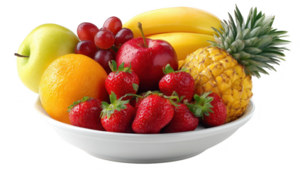 Fruit png in the bowl transparent no background in diet food concept.
