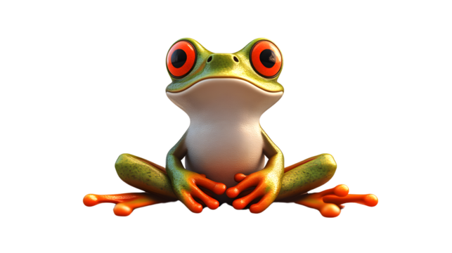 A vibrant frog with striking red eyes and orange toes perfect for nature wildlife and educat