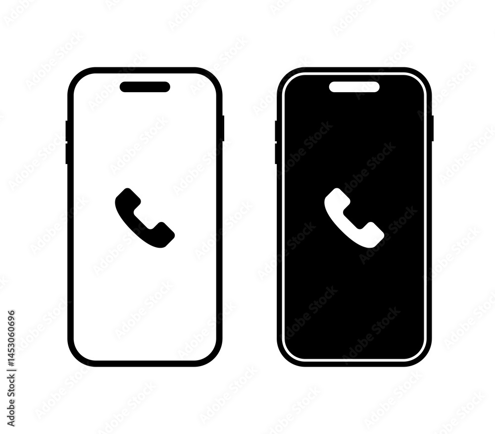 Poster smart phone vector call icon background. cell phone black mockup isolated template interface app