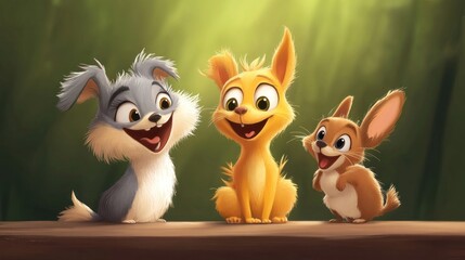 Fototapeta premium Cute animals friends