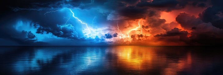 A stormy sky with a blue and orange sky