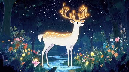Magical Deer in Enchanted Forest