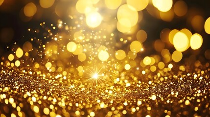 Golden Glitter Sparkle Background Lights Bokeh