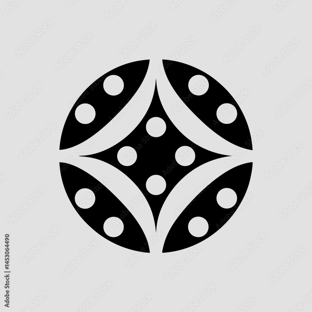 Poster abstract black and white circular geometric pattern design element