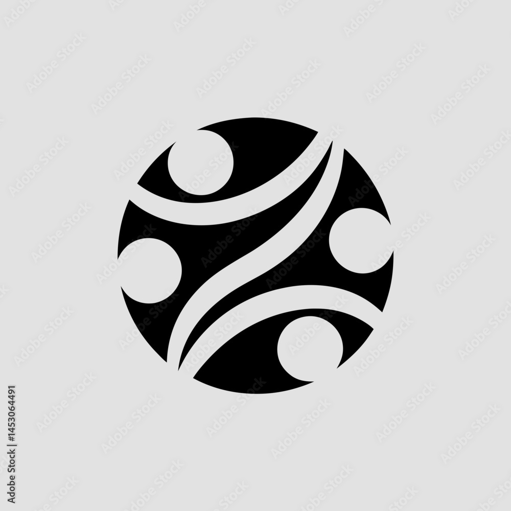 Poster abstract circular logo design with interconnected elements