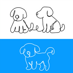 cute dog illustration ready. for wall decoration or as a background. Crayon outline drawing style. Hand drawn trendy Vector illustration.