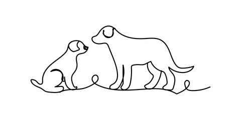 cute dog illustration ready. for wall decoration or as a background. Crayon outline drawing style. Hand drawn trendy Vector illustration.