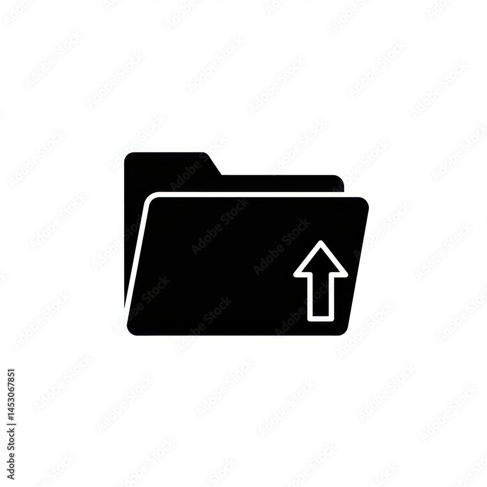 Poster folder with arrow pointing up icon on white background