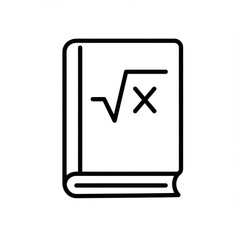 Math textbook with equation symbol on white background