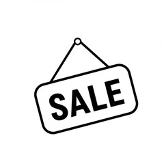 Hanging sale sign graphic element on white background
