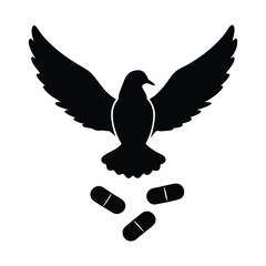 Flying dove silhouette cracked background anti drug theme vector illustration