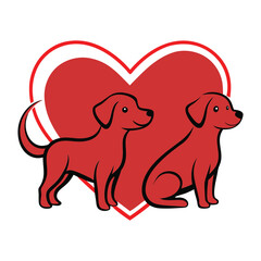 Two dogs outlined sketch for international dog day vector illustration