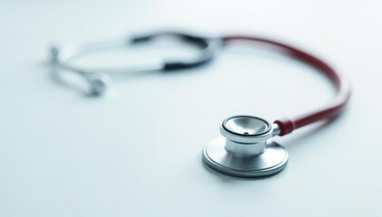 A single stethoscope on a white background, veterinary context implied , veterinary equipment, lung, veterinary clinic