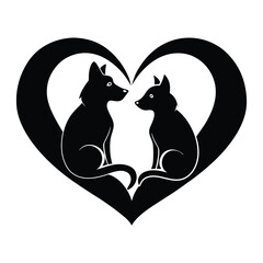 Dog couple heart shaped pose for international dog day vector illustration