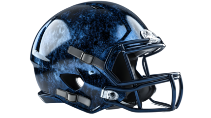 Metallic Blue Football Helmet Sports Equipment Game Day 3D Render