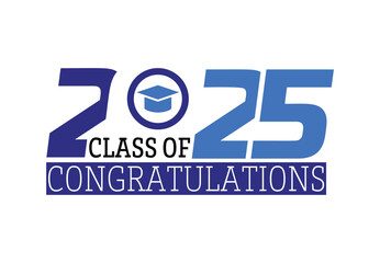  class of 2025 congratulations Graduate template logo with diploma, laurel wreath and graduation cap. Vector on transparent background