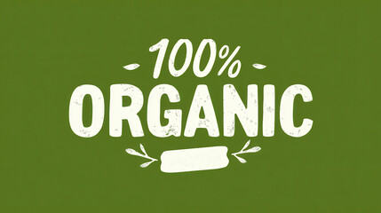 Vintage white label with organic leaf elements on verdant green backdrop, highlighting natural wellness and sustainable food consumption