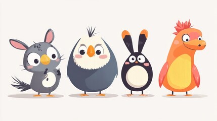 Fototapeta premium Cute cartoon birds and animals (2)