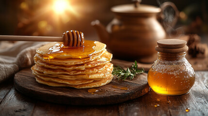 pancakes with honey