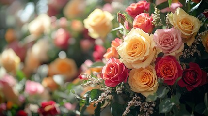 Fototapeta premium Variety of roses in a bouquet