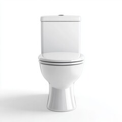 Front view of a white toilet isolated on white background