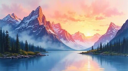 Vibrant Tranquility: Peaks at Twilight