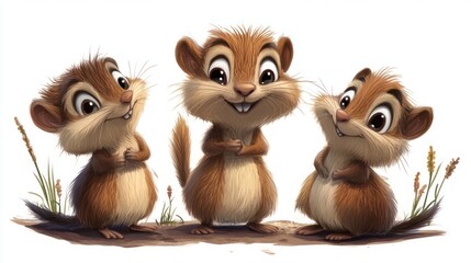 Fototapeta premium Cute cartoon chipmunks