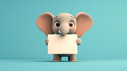 Cute cartoon elephant holding blank sign (13)