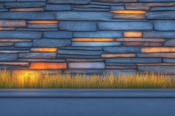Stone wall with grass border