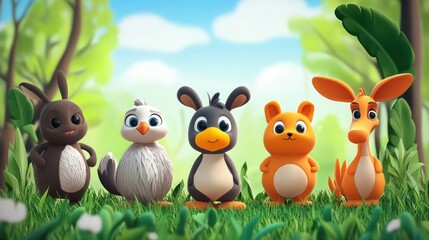 Fototapeta premium Cute cartoon forest animals (1)