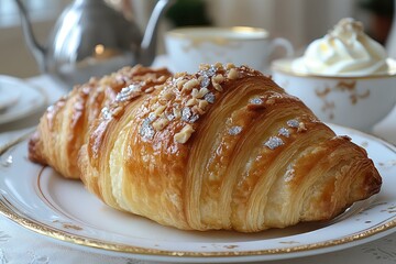 Almond Croissant with Tea Party.