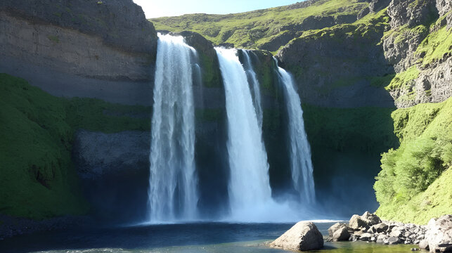 Waterfall on the basaltic prismas