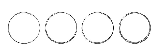 Line drawn round frame stroke. Sketch line pen hand shape doodle outline brush circular logo