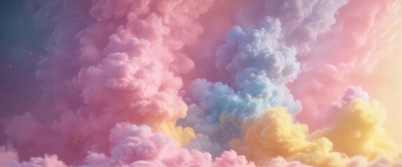 Fototapeta premium Soft, fuzzy pink blue yellow blend, celestial wallpaper, digital, fantasy