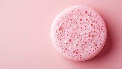 Product photography with soft light cosmetic cushion puff, top view